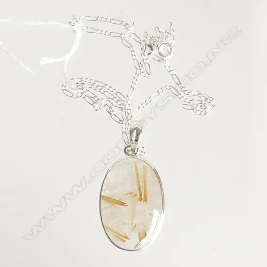 LG GOLDEN RUTILE & 925 SILVER PENDANT & CHAIN