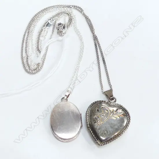 2 VINTAGE STG SILVER LOCKETS WITH CHAINS 11.42 GMS