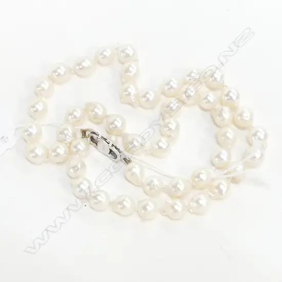 BAROQUE PEARL NECKLACE w. SILVER CLASP L.480mm