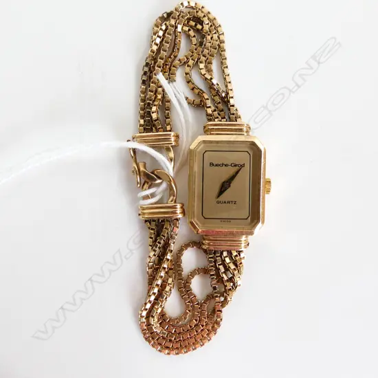 9CT BUECHE-GIROD LADIES QUARTZ WRIST WATCH 18.5 GRAMS