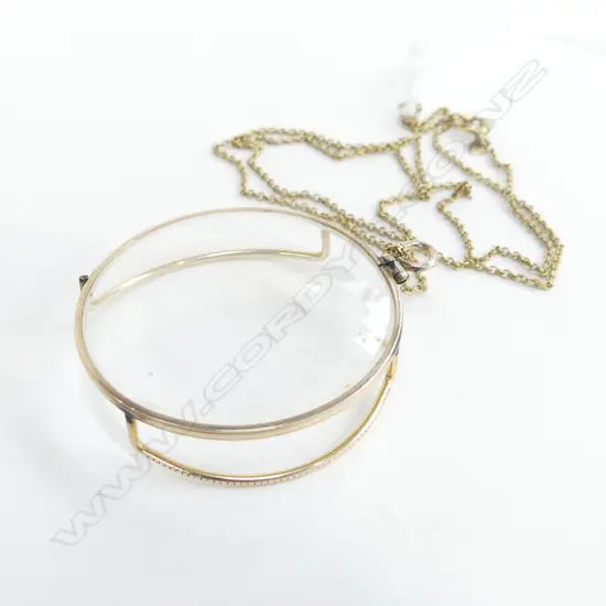 ROLLED GOLD MONOCLE ON PLATED CHAIN 