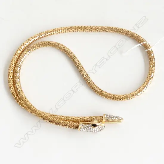 GOLD GILT SNAKE NECKLACE, ADJUSTABLE LENGTH