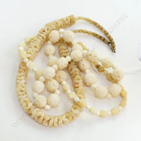 2 NECKLACES; FAUX VERTEBRAE, BONE