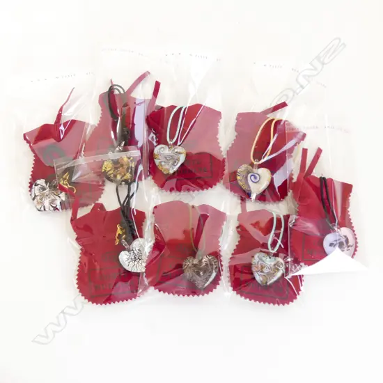 8 MURANO GLASS HEART PENDANT NECKLACES