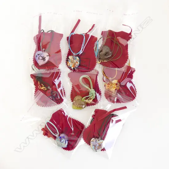 8 MURANO GLASS HEART PENDANT NECKLACES
