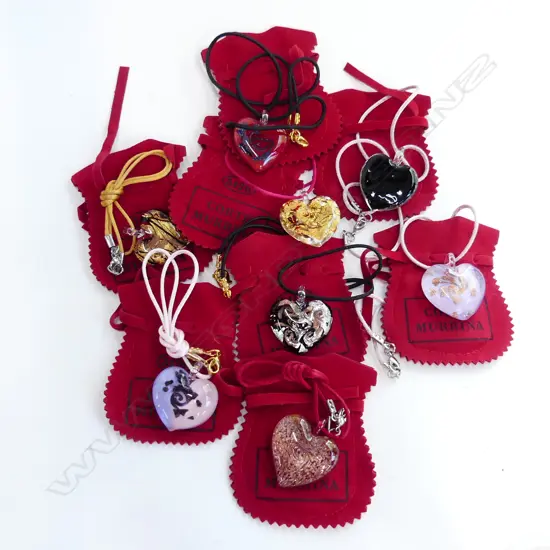 8 X MURANO GLASS NECKLACES ON SILK CORDS