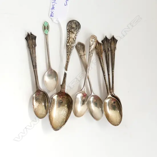 9 SILVER TEA SPOONS (SET 5, 4 ASST.) 103 GRAMS
