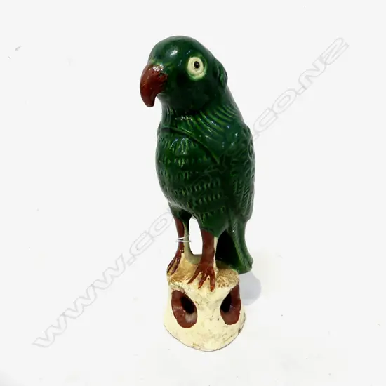 ORIENTAL GREEN GLAZED PARROT H.240mm