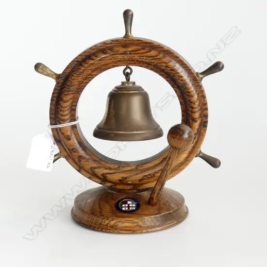 NZ SHIPPING CO OAK & BRASS DINNER BELL  ZA24710 
