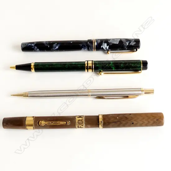 4 PENS; 1 PARKER 14ct NIB, ANTIQUE WATERMAN AF