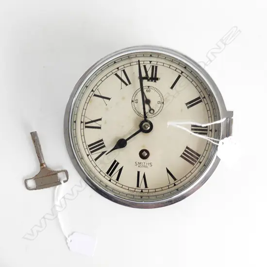 VINTAGE SMITHS ASTRAL WALL CLOCK 200mm dia w. WINDER KEY