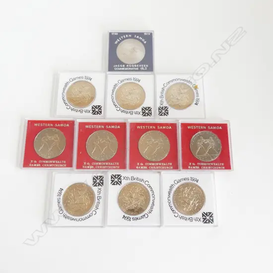 11 COMMEMORATIVE COINS; 6x COMMONWEALTH GAMES 1974, 5 WESTERN SAMOA