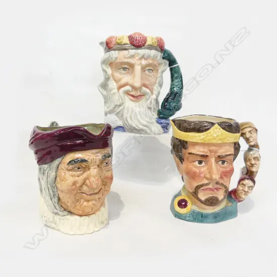 3 RD LARGE SIZE CHARACTER JUGS NEPTUNE MACBETH & SIMON CELLAVER H180MM