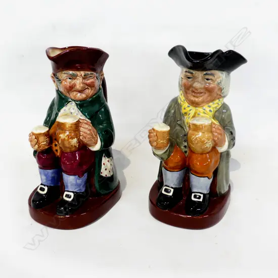 2 RD CHARACTER JUGS OLD CHARLIE & HAPPY JOHN H220MM