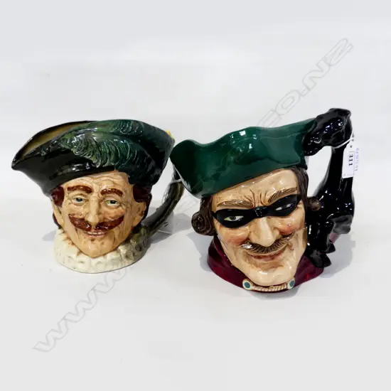2 RD LARGE SIZE CHARACTER JUGS DICK TURPIN & THE CAVALLER H180MM