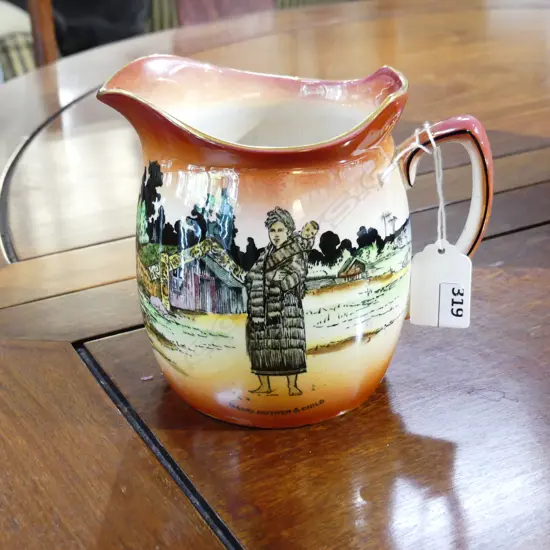 GRIMWADES 'MAORI WARE' JUG - MOTHER & CHILD H.130mm