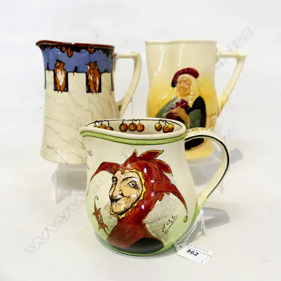 3 RD JUGS JESTER H130MM ARTIST H160MM & OWL PAT H160MM