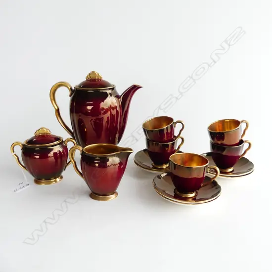 CARLRTONWARE ROUGE ROYAL COFFEE SET WITH ONLY 5 CUPS AF