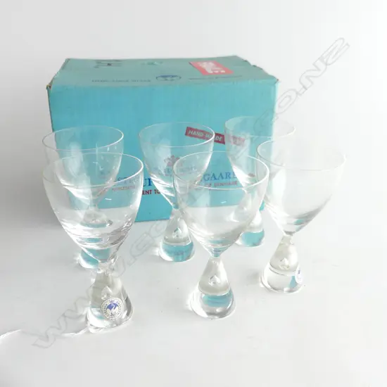 6 BOXED 1970S HOLMEGAARD DANISH HIGH BALL GLASSES, IN ORIGINAL BOX