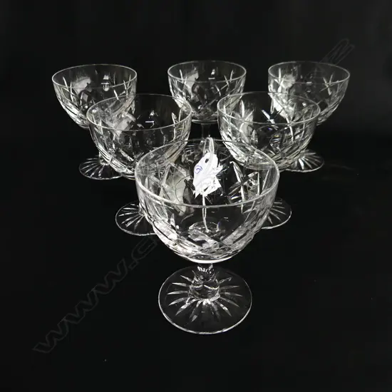 SET OF 6 WEBB CORBETT CUT CRYSTAL CHAMPAGNE COUPES