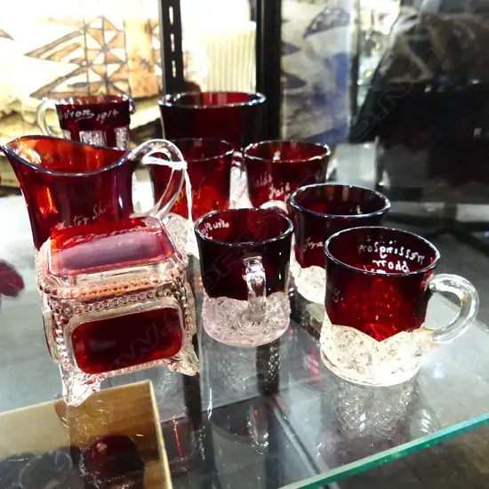 11 PCES ASST. RED EXHIBITION GLASS; 4 AUCKLAND, ETC