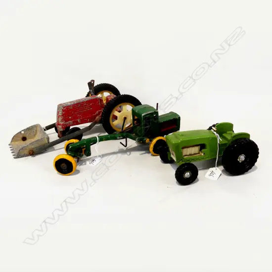 3 FUNHO TOYS GRADER NO BLADE L300MM FRONT END LOADER TRACTOR L320MM & TRACTOR L170MM