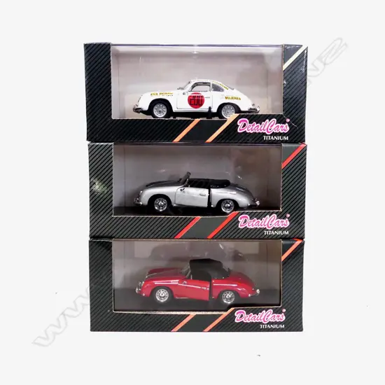 3 COLLECTABLE DETAIL PORSCHE CARS (TITANIUM SERIES) 