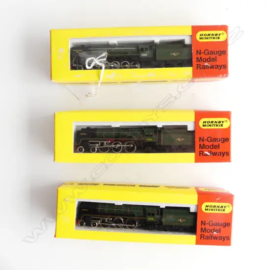 3 BOXED HORNBY 'N' GAUGE MINITRIX LOCOMOTIVES WITH TENDER. 209+217+217