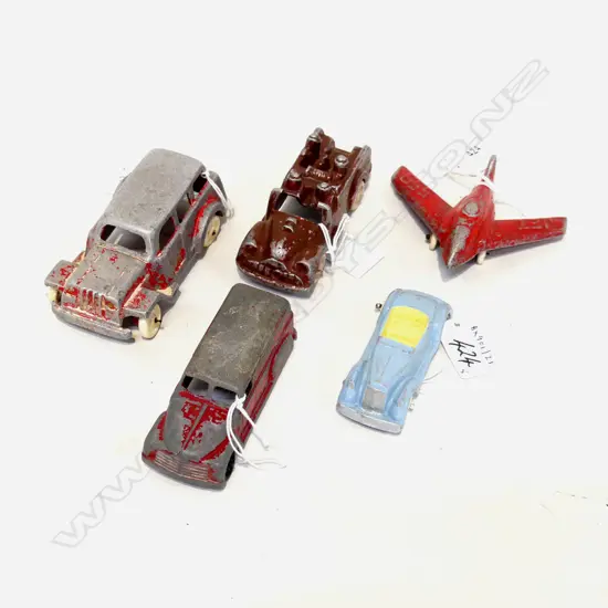 5 SMALL FUNHO TOYS JET PLANE 2 TRUCKS FIRE ENGINE & CONVERTABLE CAR LONGEST 110MM