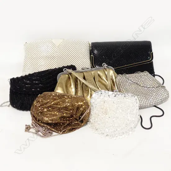 7 VINTAGE EVENING BAGS, OROTON BELT, PR FOLDING GLASSES