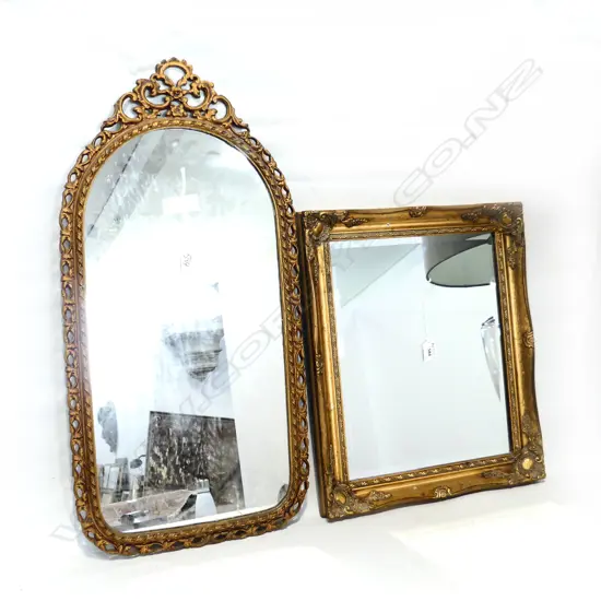 2 GILT FRAMED MIRRORS 490x415 / 360x730mm