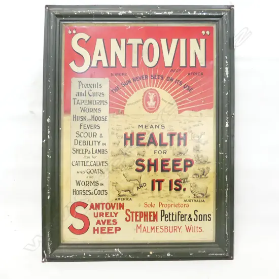 EARLY 20thC TIN SIGN 'SANTOVIN' 690x515mm