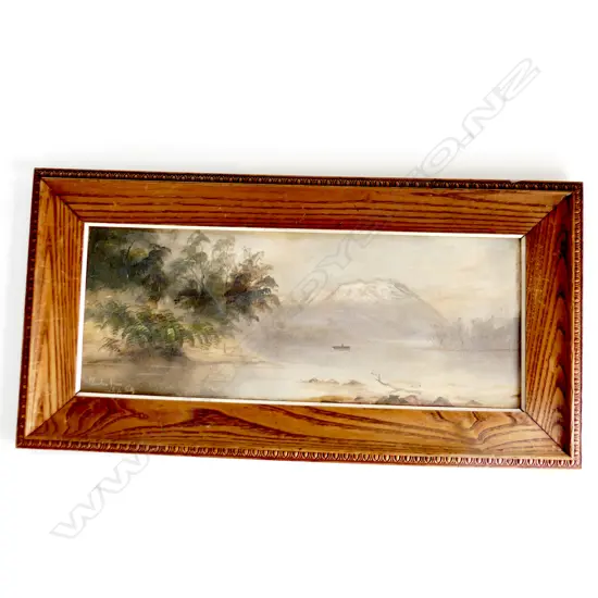 DE RITZ, CLINTON RIVER SOUTHLAND, OIL ON BOARD, SIGNED, 590 X 230mm