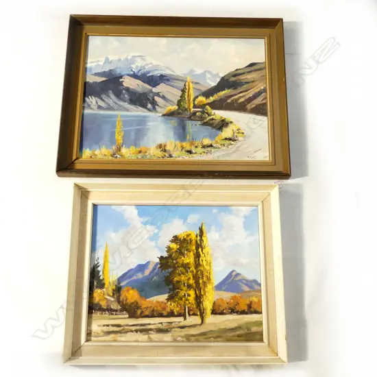 2 R. P. HULL OILS; 'AUTUMN NEAR QUEENSTOWN' 390x490mm, 'NEAR MAKARORA HAAST RD' 430x590mm