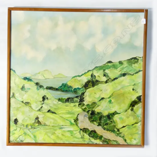 LG OIL ON CANVAS LANDSCAPE SIGNED BELCHER? '92 895x895mm