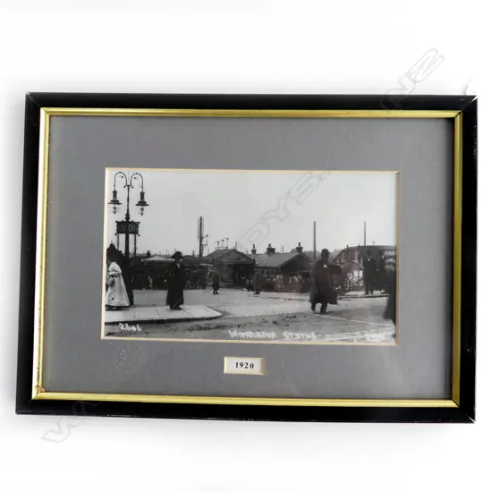 FRAMED PHOTOGRAPH, WIMBLEDON RAILWAY STATION, 1920, 110x190mm