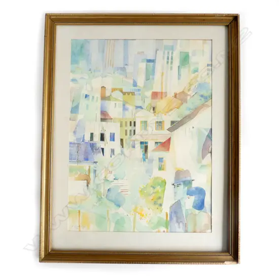 LORE BURBRIDGE “THE INHERITORS” WATERCOLOR, SIGNED, 1983, 380 X 280mm