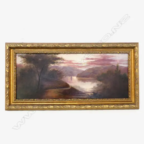 COLONIAL TWILIGHT LANDSCAPE, OIL ON BOARD, UNSIGNED 275x680mm