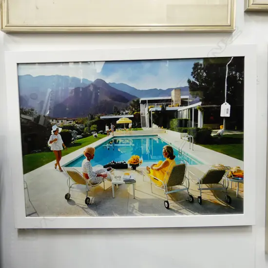 SLIM AARONS PRINT 'POOLSIDE GOSSIP' (1970) 410x585mm