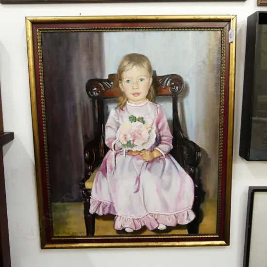 VALERIE BEERE 'THE FLOWER GIRL' 1980, OIL ON BOARD 600x500mm