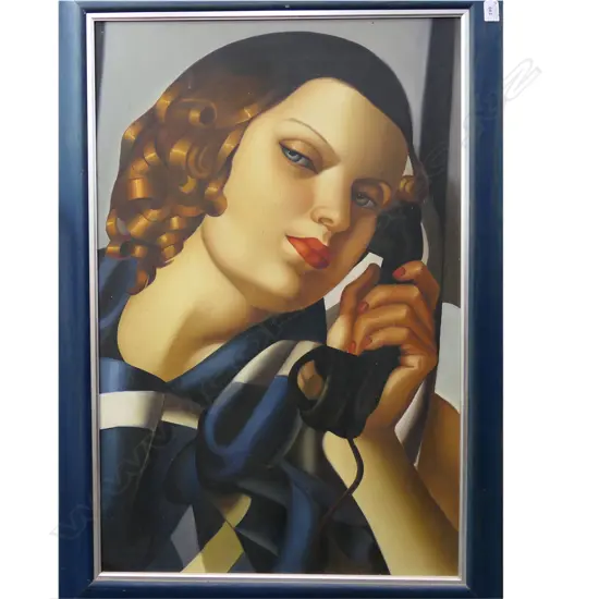 AFTER TAMARA LEMPICKA 'THE TELEPHONE', 1930 OIL ON CANVAS 885x575mm fly spots