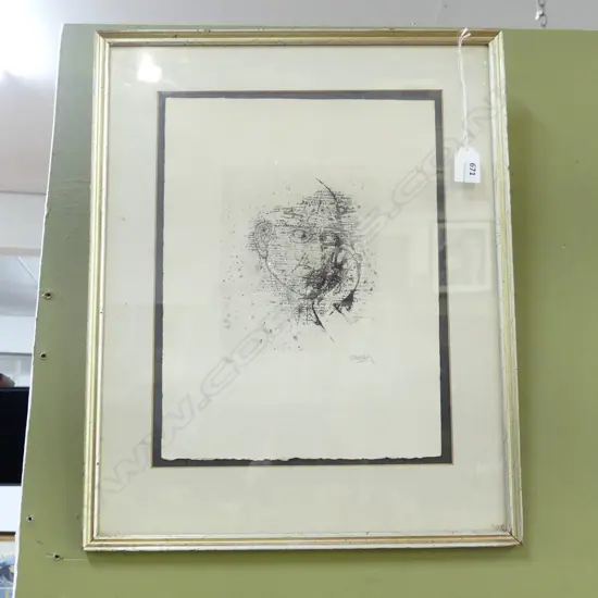 JOHNNY FRIEDLAENDER(1912-1992 French) SELF PORTRAIT etching & aquatint 57/120 330x250mm