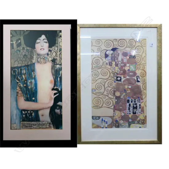 2 KLIMT PRINTS; 'THE KISS' 420x685mm & JUDITH (SOME SCRATCHES) 675x360mm