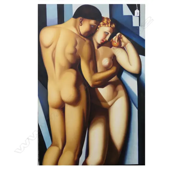 AFTER TEMARA LEMPICKA, 2 NUDES, ACRYLIC ON CANVAS 915x610mm