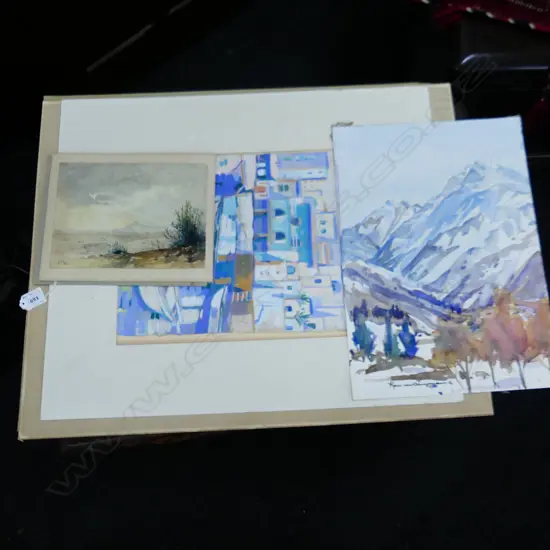 3 SIGNED LANDSCAPE W/CS + MERTHYR RUXTON (b. NZ 1954) PASTEL 360x280mm ALL UNFRAMED