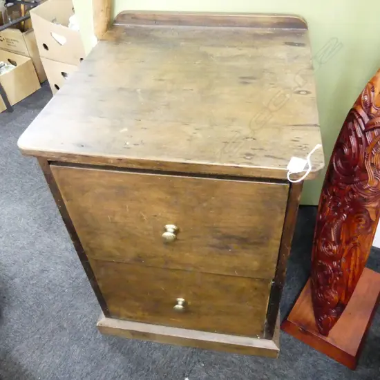 WOODEN ANTIQUE STYLE 2 DRAWER FILING CABINET 540x570x755mm