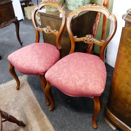 PR OF BALLOON BACK CHAIRS, HIGHLY LACQUERED