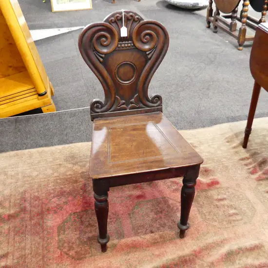 VICT. MAHOG. SHIELD BACK HALL CHAIR 
