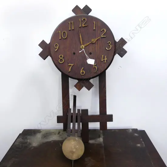 EARLY 20thC OAK WALL CLOCK H.720mm