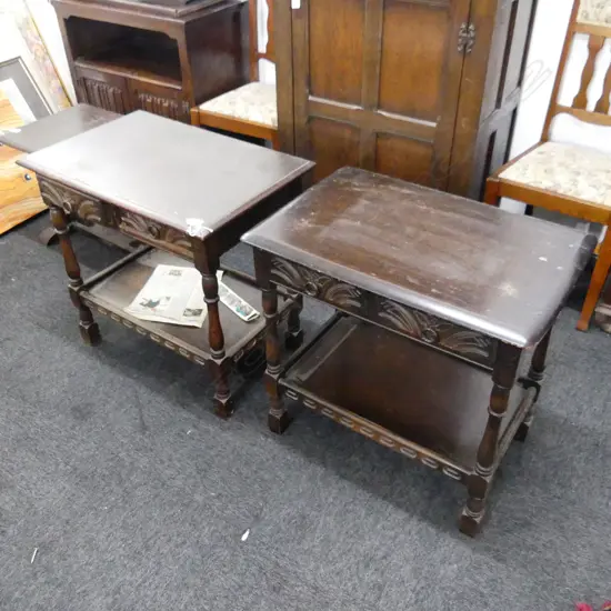 NEAR PR JACOBEAN STYLE SIDE TABLES 690x460x665mm